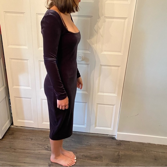 Vintage Wayne Clark dress mermaid velour long sleeve square neck line - Picture 5 of 15